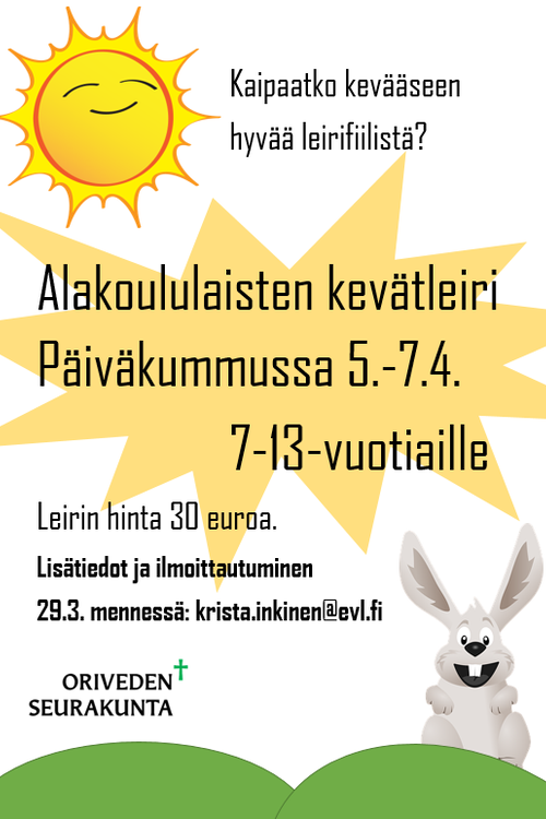 Alakoululaisten kevätleirin mainoskuva.